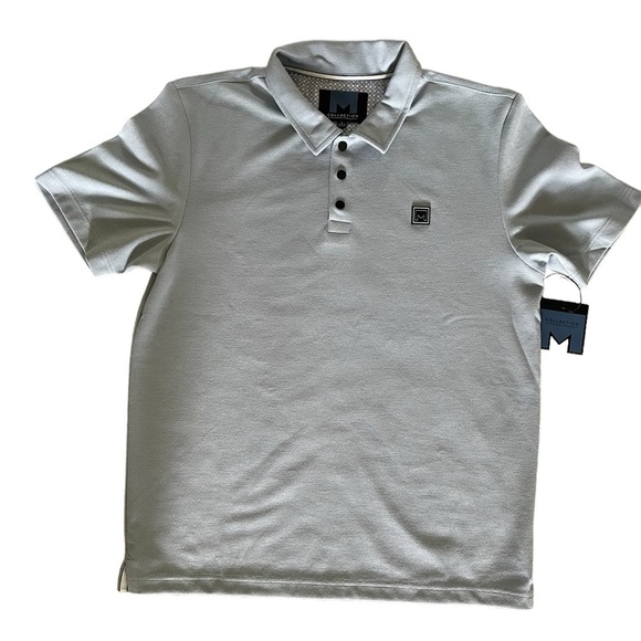 Collection Michael Strahan Blue Polo Short Sleeve Textured Size Large New - Picture 3 of 11